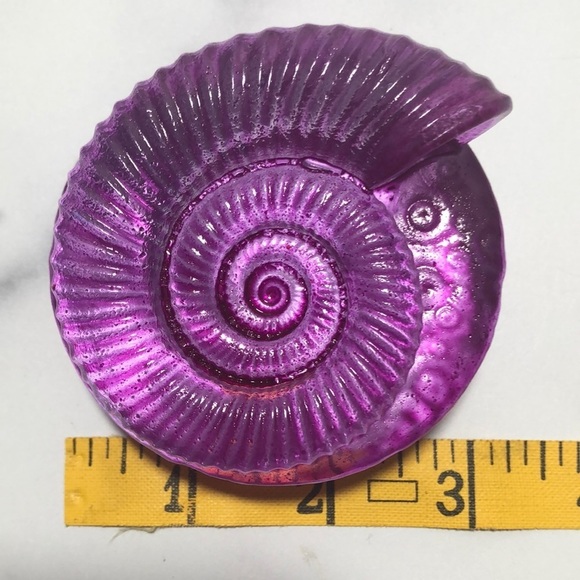 Artisan Hand Crafted Purple Art Glass Paperweight Seashell Signed Numbered - Picture 6 of 11